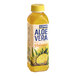 A case of Goya Pineapple Aloe Vera juice bottles with white and yellow labels.