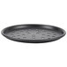 An American Metalcraft black hard coat anodized aluminum pizza pan with holes.