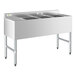 A Regency stainless steel underbar sink with three compartments and a left drainboard.