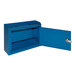 A blue metal ADIRoffice wall mounted suggestion box with an open door.