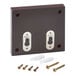 A brown rectangular mahogany wood suggestion box with screws and holes.