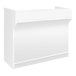 A white rectangular Ledgetop cash wrap counter with a shelf on top.