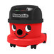 A red and black NaceCare Solutions Latitude cordless canister vacuum with an AST6 carpet kit.