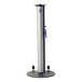 A ZonePro silver and blue stanchion with a large blue and silver cylinder.