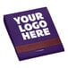 A purple matchbook with white text that says "your logo here"