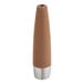 A close-up of a stainless steel iSi Nitro Tip on a brown bottle.