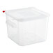 A clear plastic Araven food storage container with airtight lid.