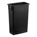 A black plastic Choice rectangular trash can with a lid.