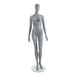 An Econoco female oval head mannequin with arms at sides and left leg bent on a stand.
