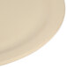 A close up of a tan Carlisle melamine plate with black lines.