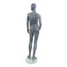 An Econoco male mannequin with a slate gray finish standing on a white base.