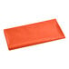 A rectangular red plastic bag for Table Mate Tangerine plastic table covers on a white background.