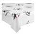 A white Table Mate tablecloth with black and red graduation designs.