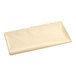 A folded ivory plastic rectangular table cover on a white background.