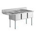 A Regency stainless steel three compartment commercial sink with a left drainboard.
