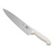 A large Victorinox chef knife with a white handle.