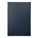 A navy blue leather menu cover with a customizable insert.