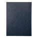 A navy blue leather menu cover with a wrinkly texture.