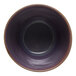 A purple Libbey terracotta bouillon bowl with a brown rim.