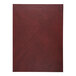 A red leather menu cover with a white background.