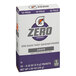 A white and purple Gatorade Zero Sugar Grape sports drink powder stick package with purple text.