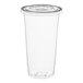 A clear plastic cup with a flat lid.