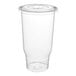 A clear plastic Choice PET cup with a flat lid.