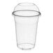 A clear plastic Choice PET cup with a dome lid.