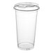 A clear plastic Choice 32 oz. plastic cup with a lid.