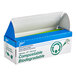 A blue and white box with green recyclable labels for Ateco biodegradable pastry bags.