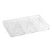 A clear plastic tray with Pavoni Pave Vallee chocolate bar mold compartments.