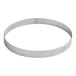 A Pavoni stainless steel circular tart ring with perforations.