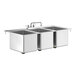 A Regency stainless steel drop-in sink with three compartments and a faucet.