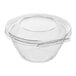 A clear plastic Inline Plastics Safe-T-Fresh bowl with a hinged dome lid.