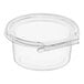 A clear plastic Inline Plastics Safe-T-Fresh deli container with a flat lid.