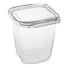 A clear plastic Inline Plastics Safe-T-Fresh deli container with a flat lid.