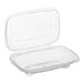 A case of 136 Inline Plastics clear plastic rectangular containers with dome lids.