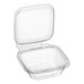 A case of 300 Inline Plastics clear square hinged deli containers with flat lids.