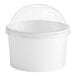 A white paper container with a clear dome lid.
