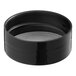 A black round 43/485 polypropylene cap with a white induction liner.