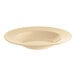 An Acopa Foundations tan melamine bowl with a wide rim on a white background.