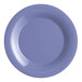 A close-up of a purple Acopa Foundations melamine plate with a wide rim.