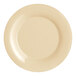 An Acopa Foundations tan melamine plate with a wide, round rim.