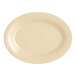 A tan melamine platter with a wide rim.