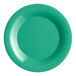 An Acopa Foundations green melamine plate with a wide rim.