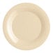 An Acopa Foundations tan melamine plate with a wide white rim.