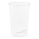 A clear Tossware plastic cup on a white background.