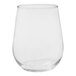 A case of Tossware clear plastic stemless wine glasses on a white background.