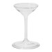 A clear Tossware wine glass with a long stem.