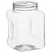 A 16 oz. clear square PET jar with a lid.